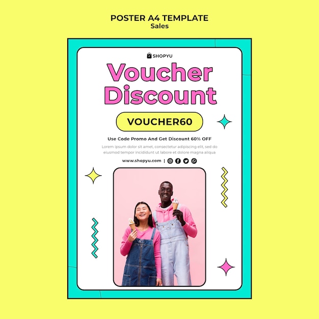 Sales with discount a4 poster template