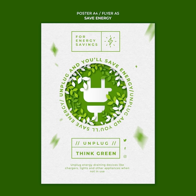 Free PSD save energy flyer template