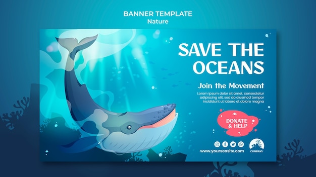 Save the oceans banner template