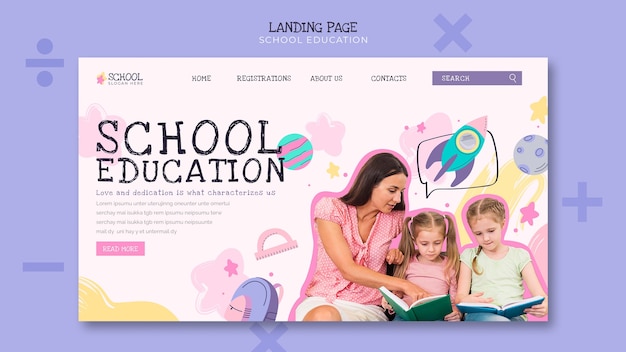 Free PSD school education template design