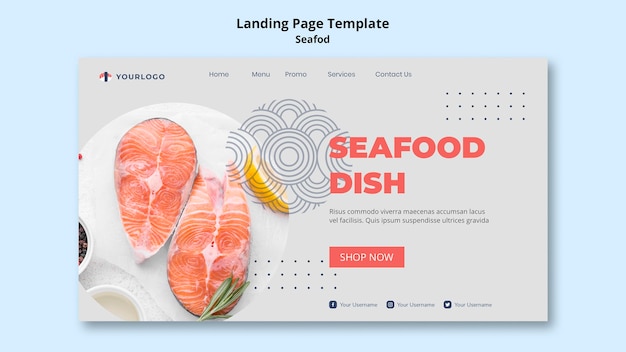 Free PSD seafood concept landing page template