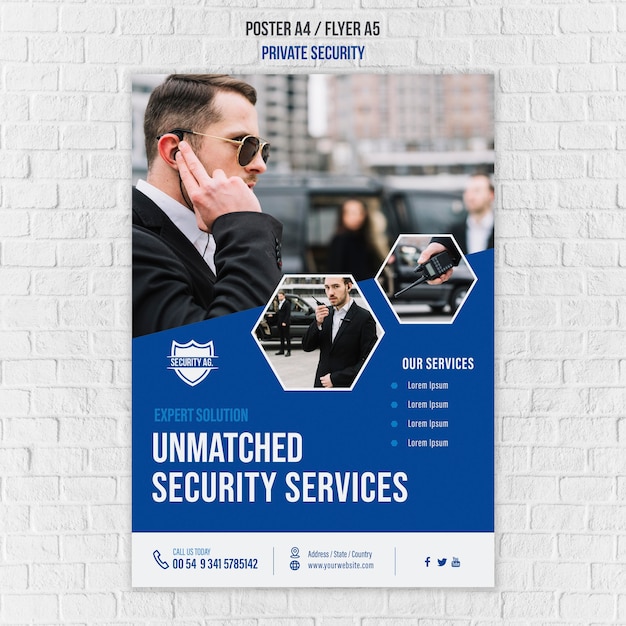 Free PSD security services poster template