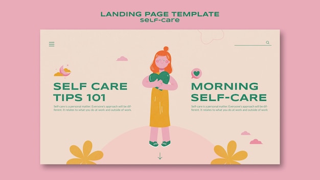 Free PSD self-care tips landing page template