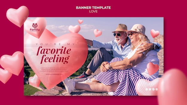 Free PSD senior couple horizontal banner template