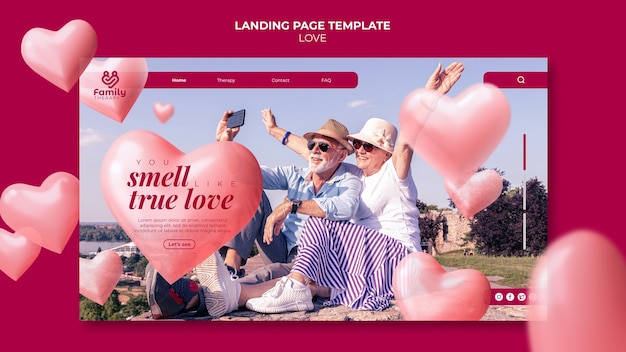 Free PSD senior couple landing page template