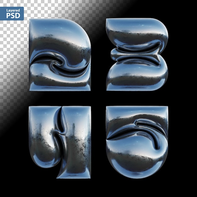 Free PSD a set of 3d letters with the numbers 2 3 4 5