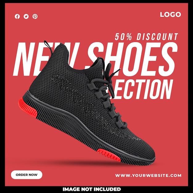 Free PSD shoes sale for social media post or square banner template design