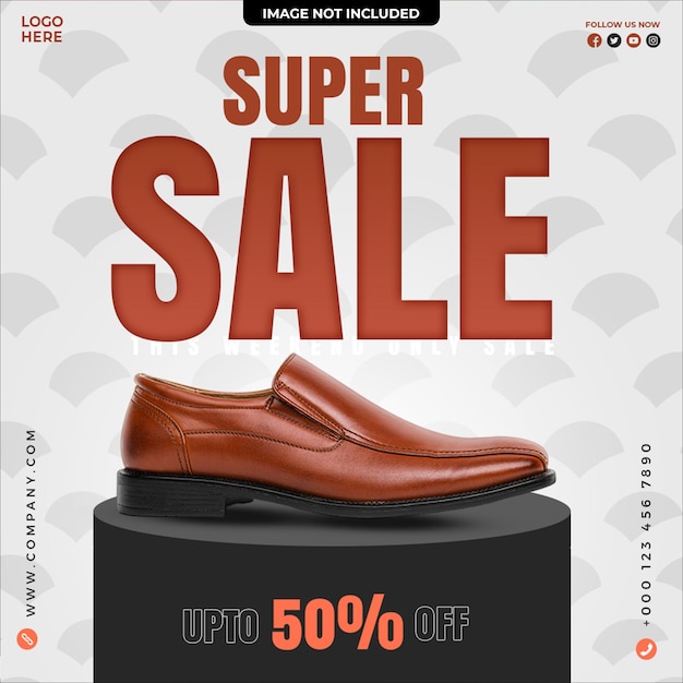 Free PSD shoes sale for social media post or square banner template design