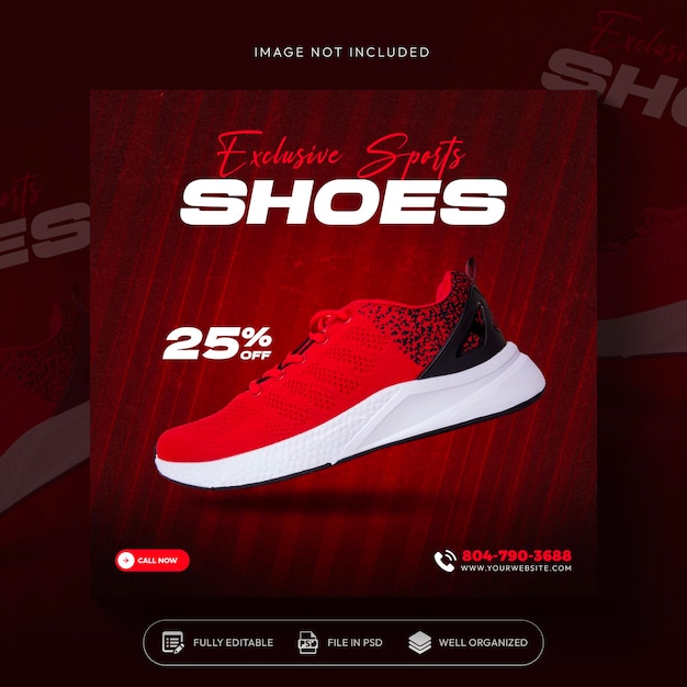 Free PSD shoes social media post or square banner design template