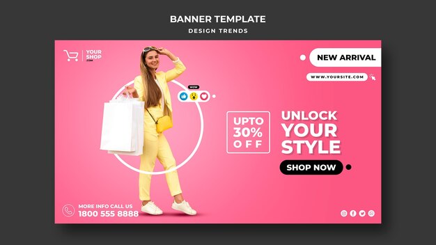 Shopping woman ad template banner