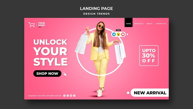 Shopping woman landing page template
