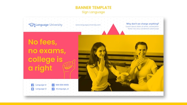 Free PSD sign language banner template