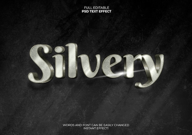 Free PSD silver 3d text effect