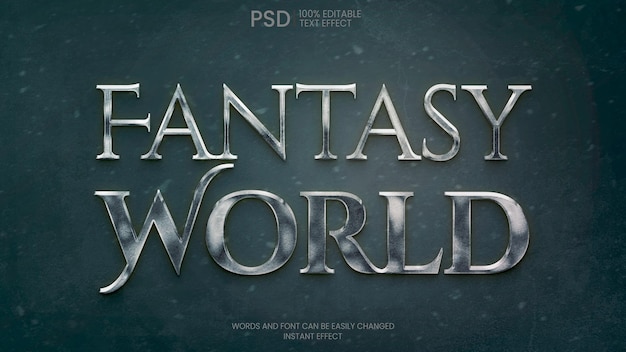 Free PSD silver fantasy text effect