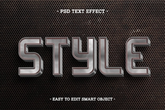 Free PSD silver style steel text effect