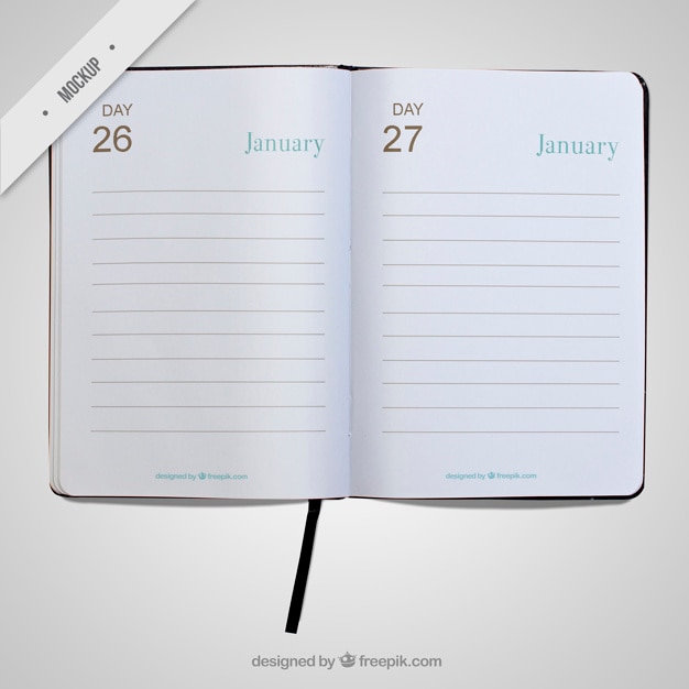 Free PSD simple open diary mockup