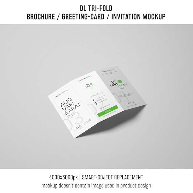 Free PSD single trifold brochure or invitation mockup