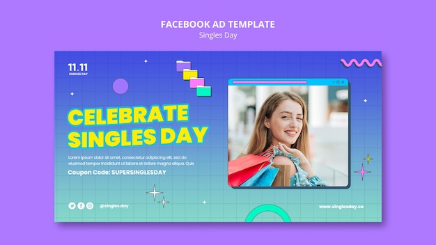 Free PSD singles day celebration  facebook template