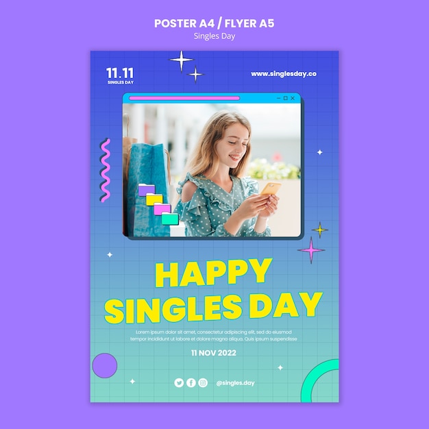 Singles day celebration poster template