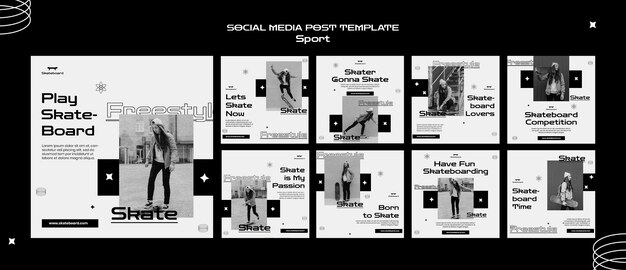 Skateboarding social media post template