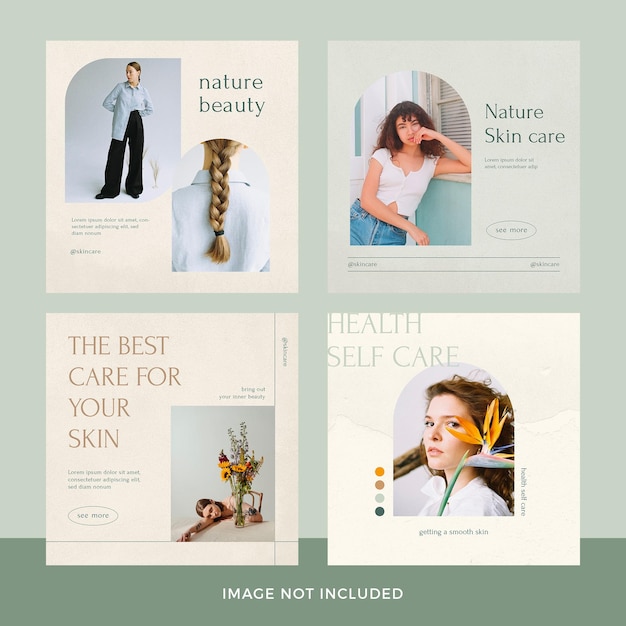 Free PSD skincare products instagram post set premium psd