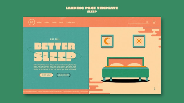 Free PSD sleeping furniture landing page design template