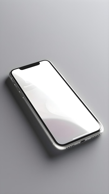 Free PSD smartphone with white screen on gray background 3d rendering