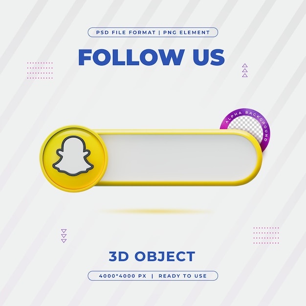 Snapchat Follow us Banner Element Icon Isolated 3d Render