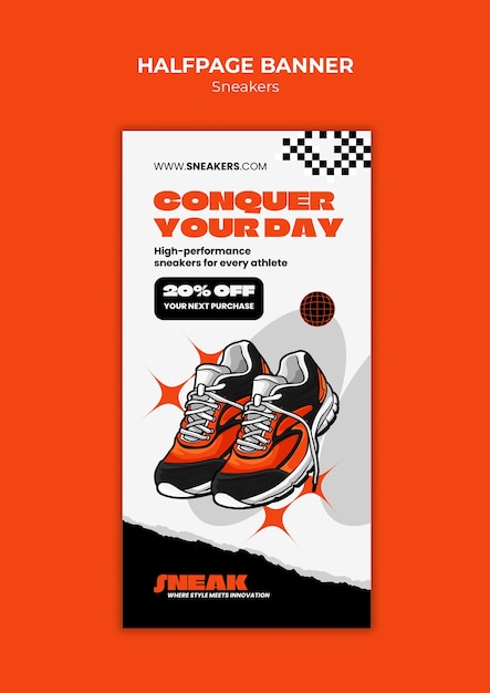 Free PSD sneakers halfpage banner template design