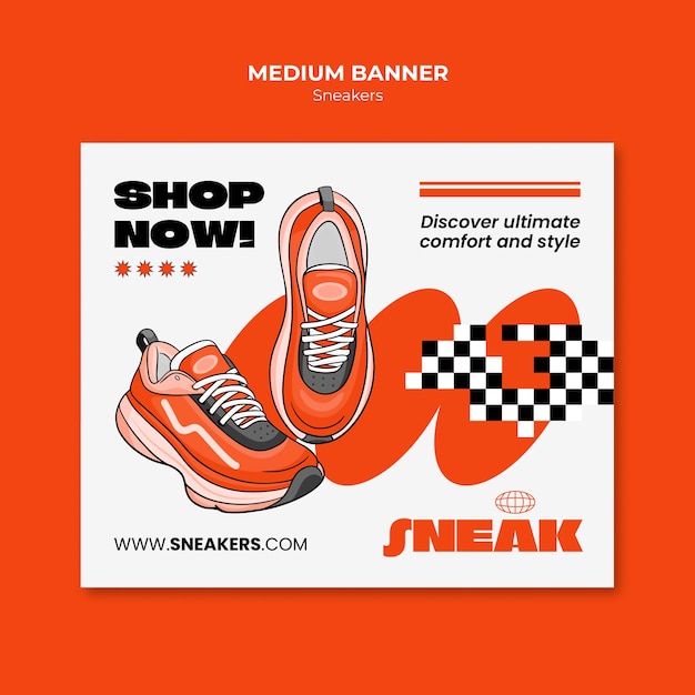 Free PSD sneakers medium banner template design