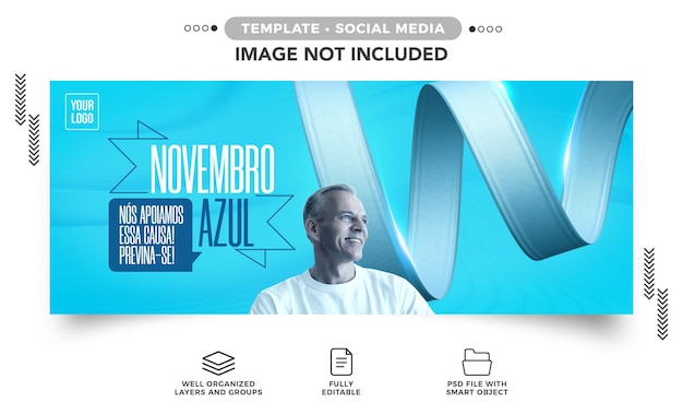 Free PSD social media banner november blue we support this cause