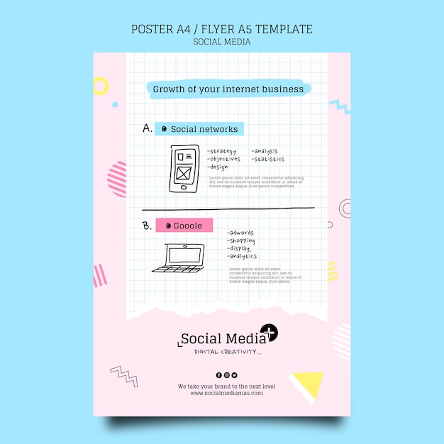 Free PSD social media marketing agency poster design template