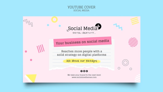 Free PSD social media marketing agency youtube cover design template