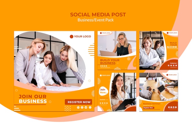 Free PSD social media post with business team