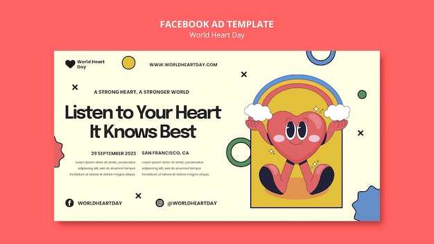 Free PSD social media promo template for world heart day awareness