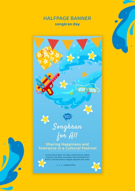 Free PSD songkran celebration halfpage banner