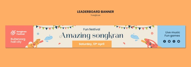 Free PSD songkran celebration leaderboard banner  template