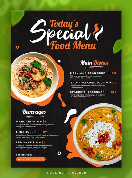 Special food menu restaurant poster template