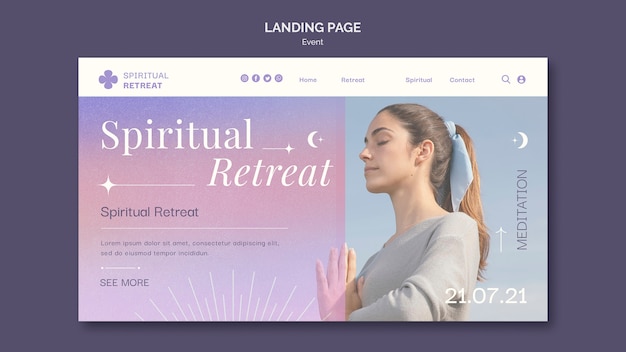 Free PSD spiritual retreat landing page event template design