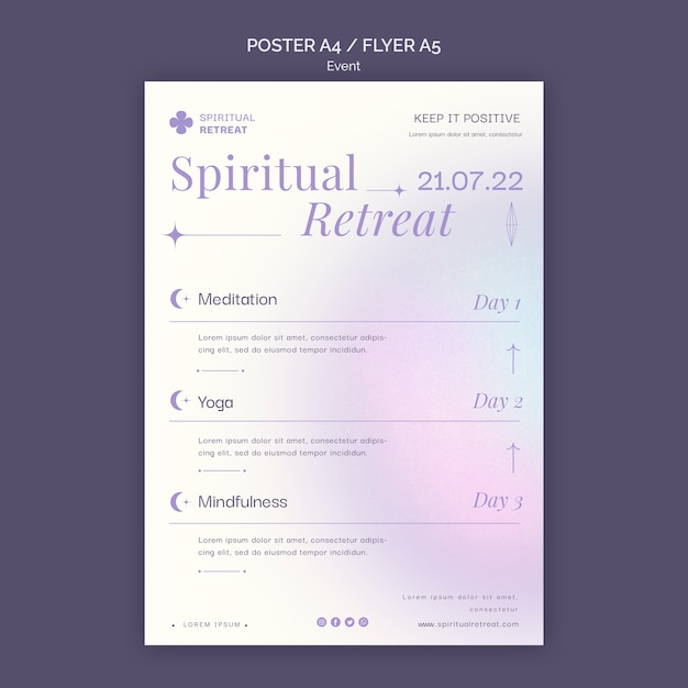 Free PSD spiritual retreat poster and flyer event template design