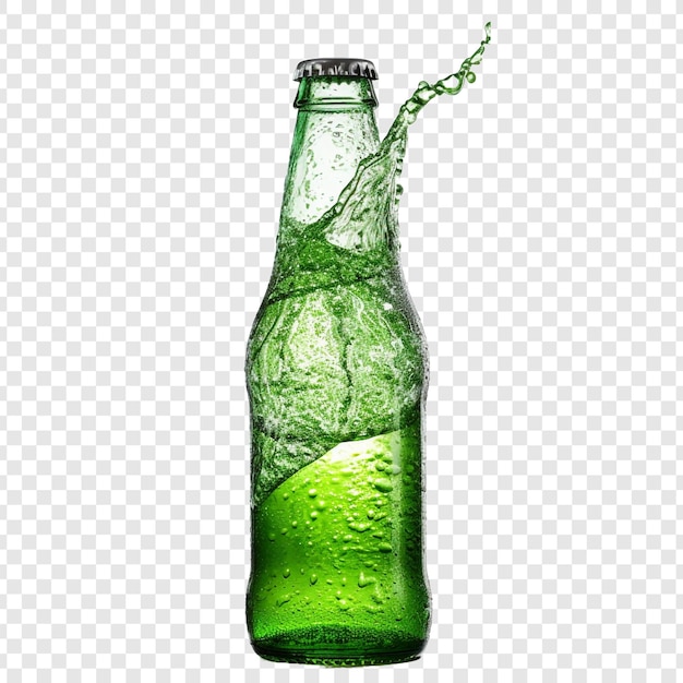 Free PSD splash of water on a green bottle isolated on transparent background