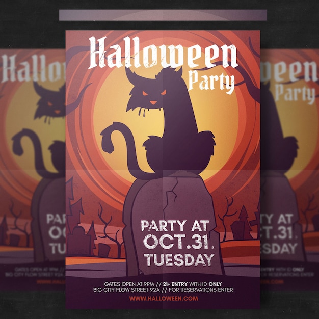 Free PSD spooky halloween flyer template