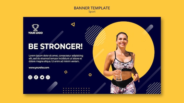 Free PSD sport banner template with woman running