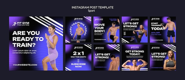 Free PSD sport concept instagram posts