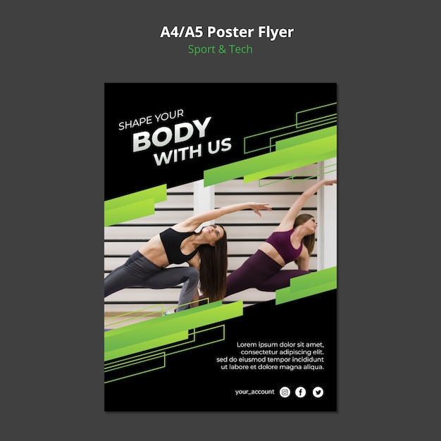 Free PSD sport & tech concept poster mock-up