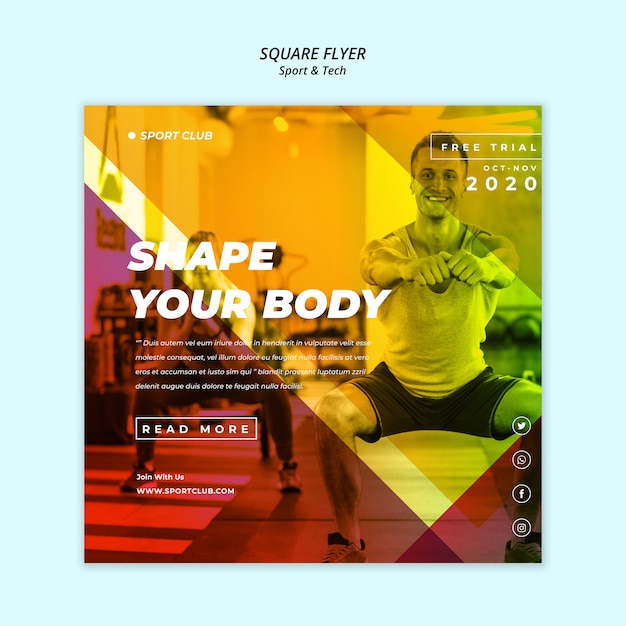 Free PSD sport & tech square flyer template