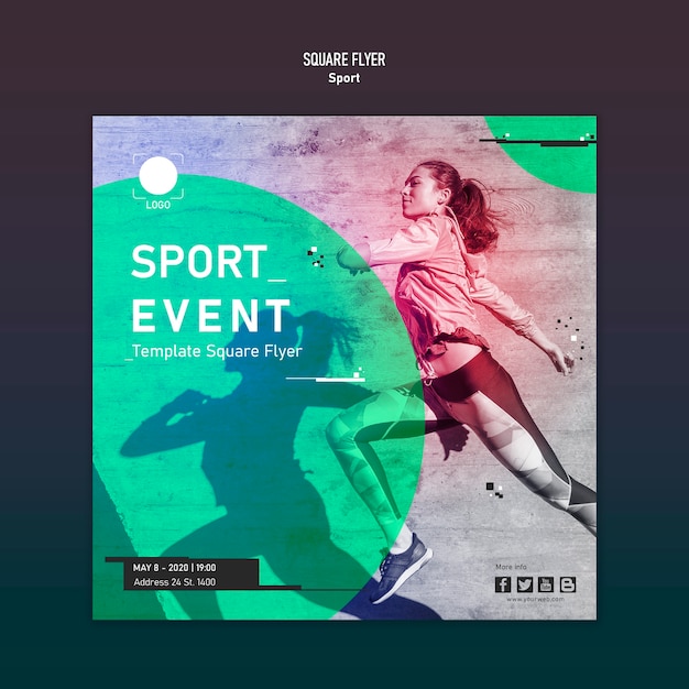 Free PSD sport template square flyer concept