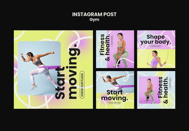 Free PSD sport training  instagram posts template