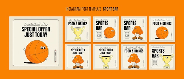 Free PSD sport workout instagram posts template