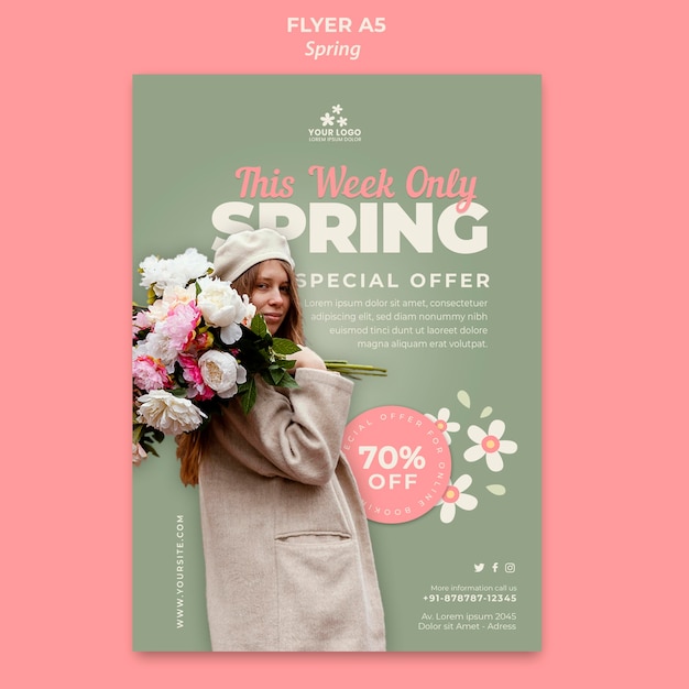 Free PSD spring flyer template with photo